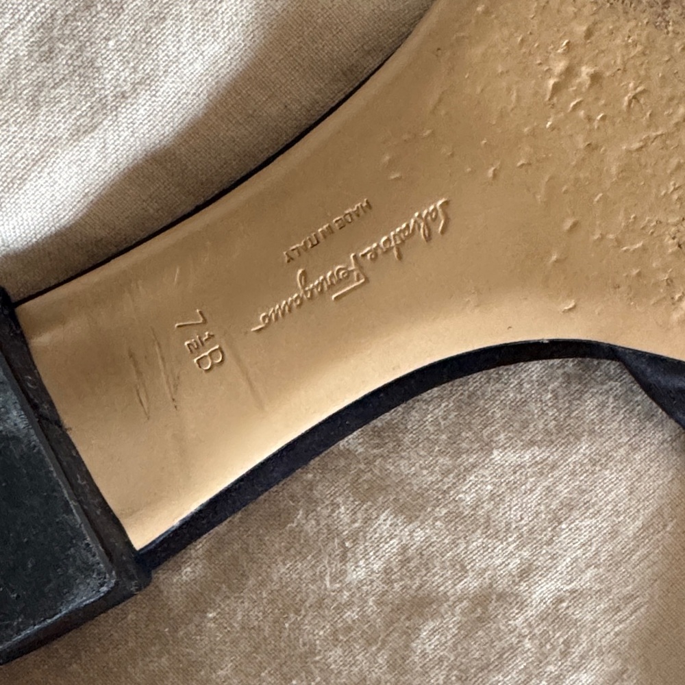 Salvatore Ferragamo Black Satin Crystal-Trim Horsebit Slide Mules - Picture 4 of 5